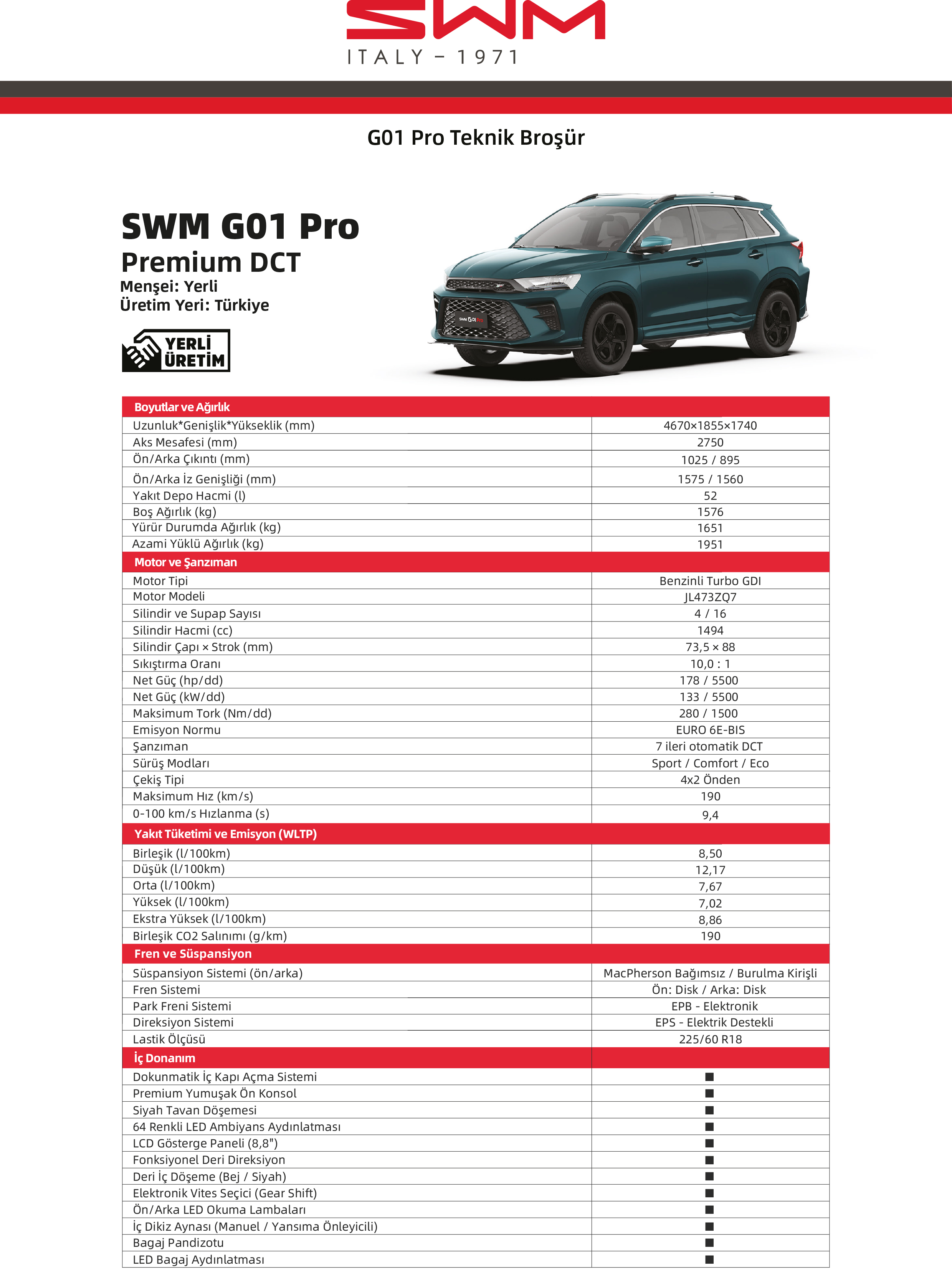 SWM G01 Pro Teknik Broş&uuml;r